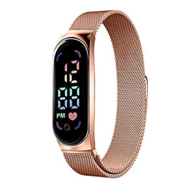 Imagem de Relógio Feminino Esportivo Digital Pulseira Ajustável Imã - Zenah, Ros