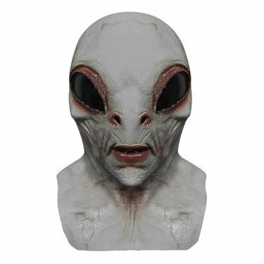 Imagem de Teradary Alien Mask, Realistic Latex Spaceman Head Mask, Novelty Pattern Mask for Adults Halloween Costume Party Props - Grey