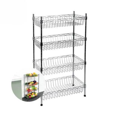 Imagem de Estante Multiuso de Aço Cromado com 4 Cestos Ajustáveis - Uteall