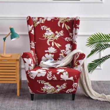 Imagem de Capas de poltrona Wingback estampadas, cadeiras de destaque, capas de cadeira, protetor de móveis, tecido elástico com elástico antiderrapante para sala de estar - tipo 03||Tamanho regular