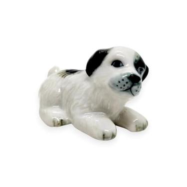 Imagem de WitnyStore Estatueta pequena de cachorro Shih Tzu preto e branco de 3,5 cm - Miniatura feita à mão pintada, cerâmico, cachorrinho, cão, cão, animais caninos, bonequinhos decorativos de porcelana