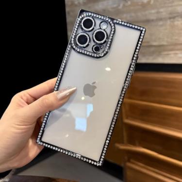 Imagem de HTVJFX Capa luxuosa com revestimento de silicone macio e brilhante para iPhone 16 Pro Max (preta para iPhone 16 Pro Max/F)