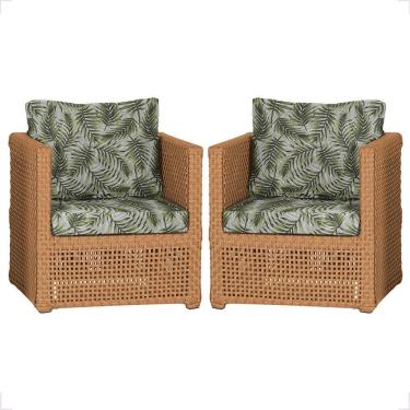 Imagem de 2 Poltronas Madri Alumínio Corda Náutica Estofado 5 Trama Terra Cota