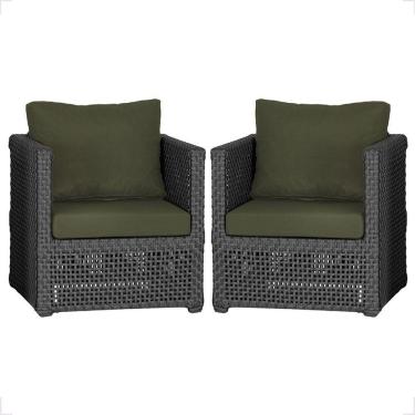 Imagem de 2 Poltronas Madri Alumínio Corda Náutica Estofado 13 Trama Preto