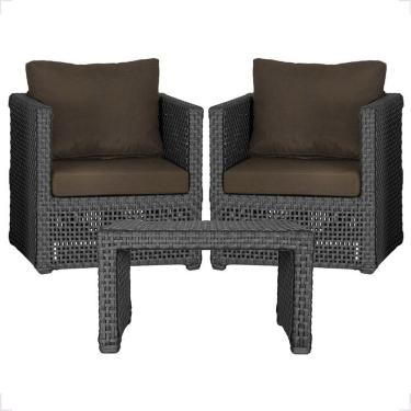 Imagem de Mesa E 2 Poltronas Madri Corda Náutica Estofado 9 Trama Preto