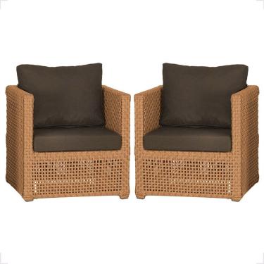 Imagem de 2 Poltronas Madri Alumínio Corda Náutica Estofado 9 Trama Terra Cota