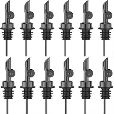 Imagem de BETTFOR Bicos de despejo de licor automáticos, pacote com 12, despejador de vinho e dispensador de azeite de oliva de aço inoxidável 304 à prova de vazamento com silicone de grau alimentício para