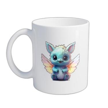 Imagem de Caneca Xícara de Café Porcelana 300ml com Desenho de Unicórnio Azul