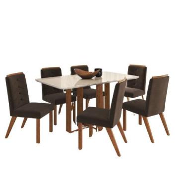 Imagem de Conjunto Mesa 6 Cadeiras 170/27  Vidro 160cm com Tecido Joli  Zamarchi