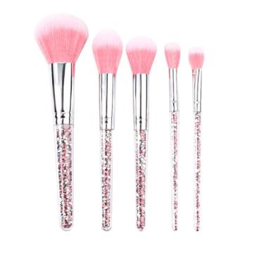 Imagem de Conjunto de 5 pincéis profissionais de maquiagem com base sintética (rosa)