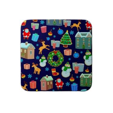 Imagem de Ladrilho Decorativo de Cerâmica Estampa Natal com Papai Noel e Árvores de Natal