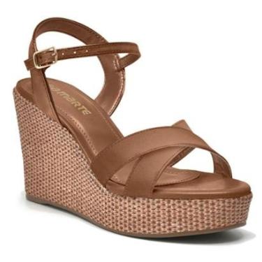 Imagem de Sandália Via Marte Anabela Salto Rattan Palha Feminino 191-008-Feminino