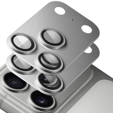 Imagem de LSGAE Protetor de lente de câmera para iPhone 17 Pro Max (pacote com 2), capa fosca de liga de alumínio de vidro temperado (branca, iPhone 17 Pro)