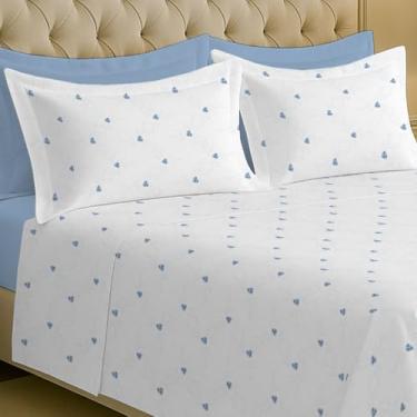 Imagem de Jogo de Cama 300 FIOS, várias estampas e tamanhos, 100% Algodão, Lençol Percal, 4 Peças - Bem Lunar (Queen, Azul Serenity)
