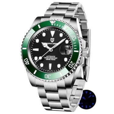 Imagem de Pagani Design Relógios masculinos Japão NH35/8215 Movimento Automático, 40 mm Vidro Safira 316L Aço Inoxidável Calendário Mergulhador Impermeável Relógio de Pulso Masculino, Preto, verde, Mecânico