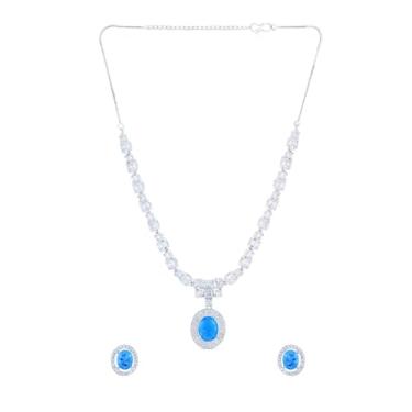 Imagem de Efulgenz Conjuntos de joias indianas para mulheres para festas de casamento com strass de cristal, brincos de zircônia cúbica, pingente de gargantilha, colar, brincos, conjunto de joias para mulheres