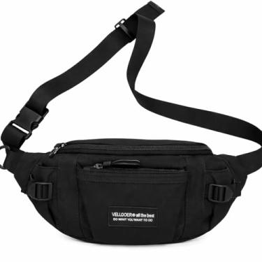 Imagem de Pochete Bolsa Transversal Coreana Moderna Unissex – Nylon Impermeável, Estilo Urbano, Ajustável para Cintura ou Peito (Preto)