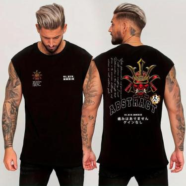 Imagem de Regata Masculina Oversized‎ Moda Fitness Estilo Samurai Gym Abstract Style-Unissex