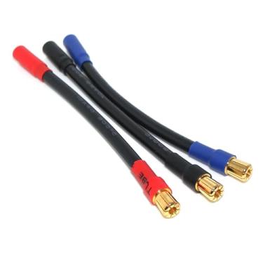 Imagem de Cabo de extensão ESC conector bala macho de 6,5 mm para fêmea de 5,5 mm, fio de silicone 10AWG, 4,8 pol (12,5 cm) alta temperatura 200 °C, cabo de alimentação do motor RC de cobre