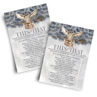 Imagem de Magic Owl Bridal Shower Games - This or That Game - 25 Card Pack - Fun for Graduation Parties, Rehearsal Dinners & Birthdays - Black & Gold Halloween Wizard or Witch Design