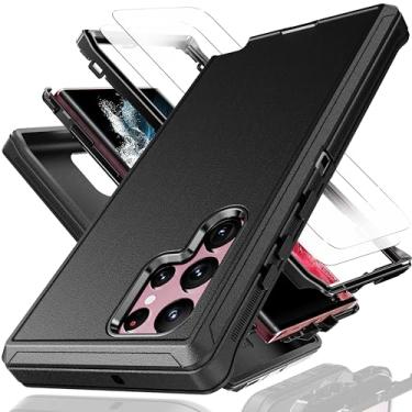 Imagem de KaiMai Capa para Galaxy S22 Ultra com película protetora de tela de TPU macio [2 unidades], 3 em 1 à prova de choque TPU rígido PC bumper capa à prova de quedas para Samsung Galaxy S22 Ultra Black 1