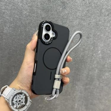 Imagem de Capa de couro PU da moda para iPhone 15 16 Plus 14 13 12 Pro Max 11 com alça de pulso, cordão magnético macio e à prova de choque, cinza, para iPhone 13 Pro