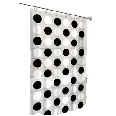 Imagem de Cortina de Box Banheiro PVC com Ilhós Antimofo Resistente Impermeável Várias Estampas cortina banheiro para Uso Diário Residencial ou Comercial com Boa Vedação e Privacidade(Balls C/Ganchos)