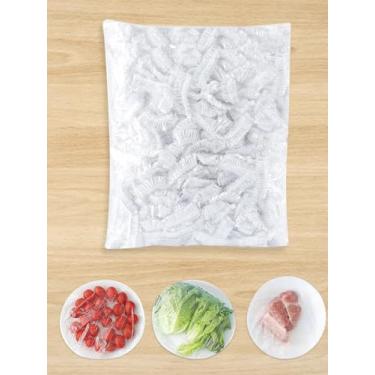 Imagem de 100 peças de capas elásticas reutilizáveis para armazenamento de alimentos, tampas de tigela, sem BPA, vedação hermética para pratos, frutas, cozimento de fermento, uso na cozinha, embalagem plástica