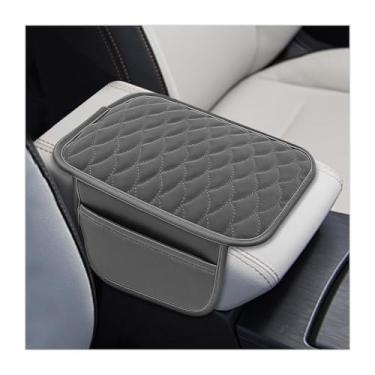 Imagem de Osilly Capa de console central de carro, almofada de apoio de braço de couro para veículo com 2 sacos de armazenamento, acessórios organizadores de caixa de armazenamento interior automotivo