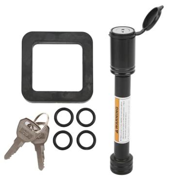 Imagem de Cryfokt Trava de Engate de Reboque Design de Aço Durável para Transportador de Bola de Caminhão Seguro Receptor de Engate de Reboque Com Chave Anti Chocalho para Tratores Grandes [preto, 5/8 pol.]