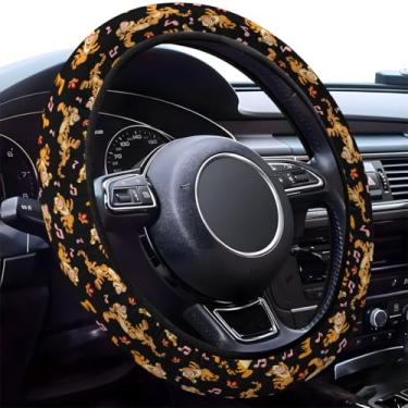 Imagem de GENANY Capa de volante de filhote fofo, aderência de roda de neoprene antiderrapante, protetor de roda de motorista respirável, acessórios de carro que absorvem o suor, presentes, decoração