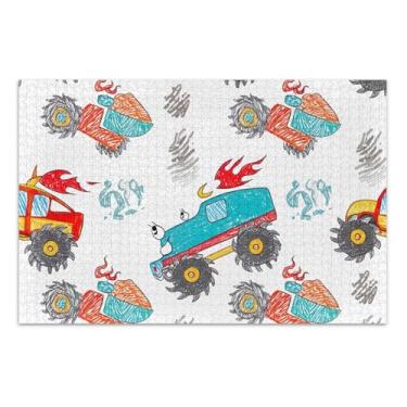 Imagem de Quebra-cabeça de caminhões de desenhos animados fofos para adultos 1000 peças natureza família brinquedo arte arte personalizada divertido quebra-cabeça engraçado, 75 x 40 centímetros