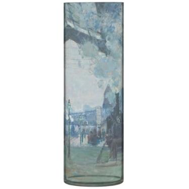 Imagem de Claude Monet Normandy Train Gare Art Vaso cilíndrico para mesa, vasos e plantadores de plástico, decoração estética floral exclusiva personalizada, 30 cm x 9,9 cm