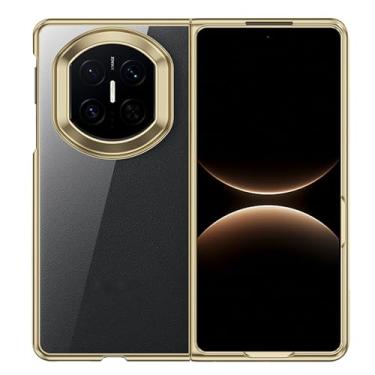 Imagem de POYUFRG Capa fina para Huawei Mate X7, capa galvanizada de luxo transparente antiamarelamento suporta capa de telefone de carregamento sem fio, dourada, Mate X7