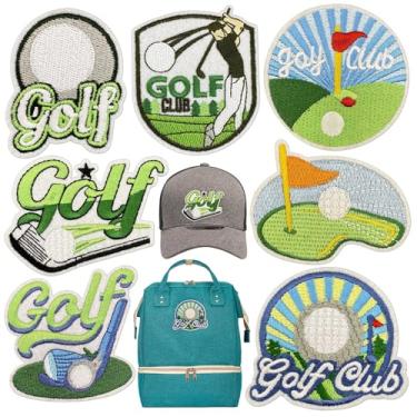 Imagem de 7 peças de adesivos de bandeira de taco de golfe, bola de golfe Rich Man Sprots com sutiã bordado para roupas, jeans, bolsas, chapéus, mochilas