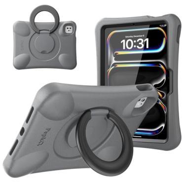Imagem de Pepkoo Capa EVA à prova de crianças para iPad Pro 11 polegadas M4 2024 (A2836/A2837), capa resistente à prova de choque com suporte, design para crianças e crianças