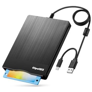 Imagem de Leitor de disquete USB C externo de 9 cm 1,44 MB, unidade de disquete duplo USB A/C, unidade de disquete/reprodutor/conversor compatível com Windows 11/10/8/7/XP, não compatível com MAC (textura