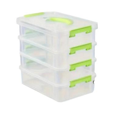 Imagem de Caixa De Armazenamento Plástica Transparente Empilhável Com Divisórias
