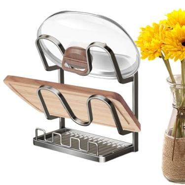 Imagem de Organizador de tampa de panela, suporte de várias camadas para economia de espaço, organizadores de tampa de panela dentro do rack de armário - para tábua de corte, colher, sopa, concha, toalha