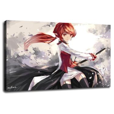Imagem de Anime Girls Poster Redhead Canvas Prints Fantasy Girl Wall Art For Home 1 painéis Decorações com moldura 61.0 cm x 40.6 cm