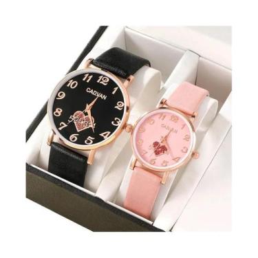 Imagem de Relógios De Luxo Em Couro Para Casais, Relógio De Pulso Quartz Com Cal