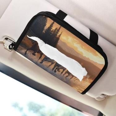 Imagem de SEHANY Suporte de lenços de carro Majestic Horse, caixa de lenços para carro, viseira solar, porta-guardanapos retangular, dispensador de máscara de carro, caixa de lenços de papel para automóveis