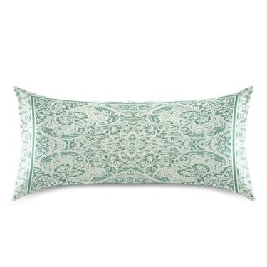 Imagem de Wassud Fronha de cetim mandala de flor verde para cabelo e pele fronhas de seda lisa king size respiráveis com fecho de envelope