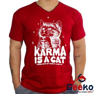 Imagem de Camiseta Taylor Swift 100% Algodão Karma is a Cat Pop Geeko, Vermelho 