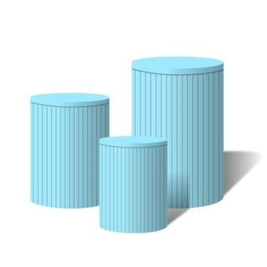 Imagem de Trio Capas Para Cilindro Versátil Ripados Azul Turquesa  C/ Elástico -
