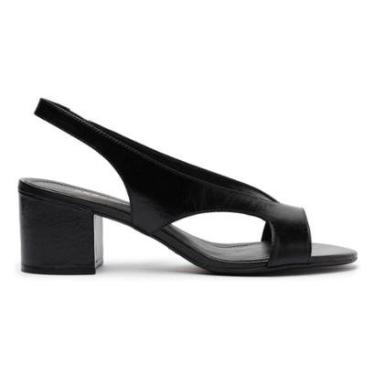 Imagem de Sandália Couro Bloco Tira Larga Slingback Lançamento Arezzo Tamanho:38;Cor:-Feminino