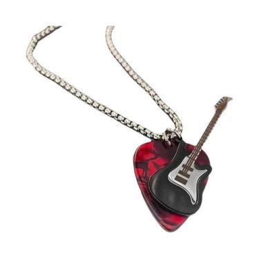 Imagem de Colar Com Pingente De Palheta De Guitarra Hip-Hop Unissex, Corrente De