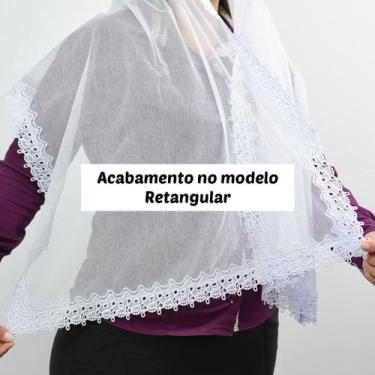 Imagem de Véu Ccb Adulto Com Renda Musical e Aplique Floral 3D Organista Congreg