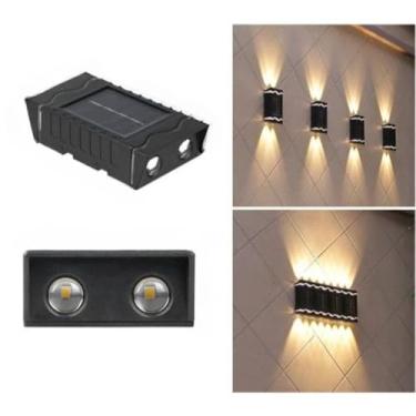 Imagem de Kit 8 Arandelas Solares LED de Parede Externa com 2 Focos À Prova D’Água Luminária Decorativa(8 un luz quente DS11955)