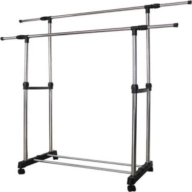 Imagem de Cabideiro duplo guarda roupas arara grande inox sapateira - Multicoisa